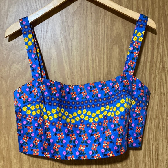 Borgo De Nor Tops - Borgo De Nor Flower Power Blue Didi Crop Top Size US 10